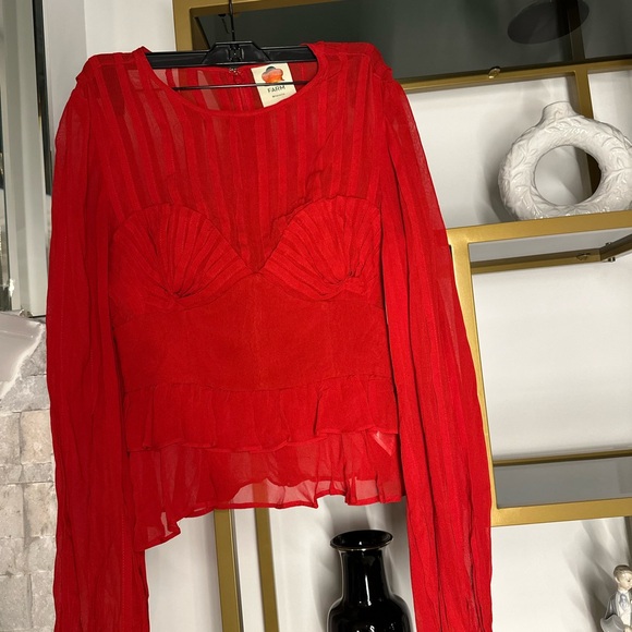 Farm Rio Red Blouse S New - Picture 4 of 9